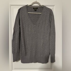 Eddie Bauer Cotton Cable Knit V-Neck Sweater XL Tall